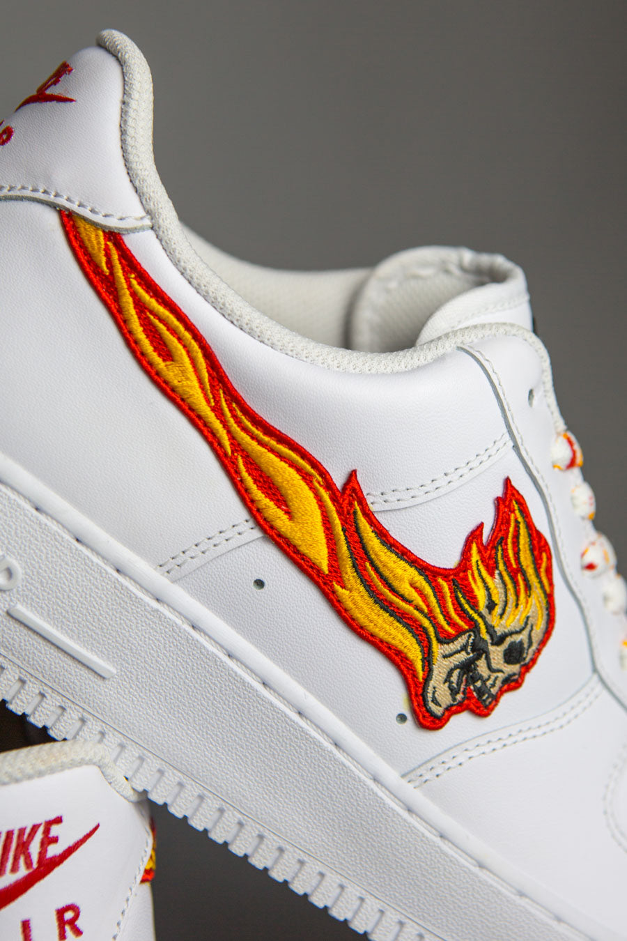 Burning skull AF1 white Custom sneakers