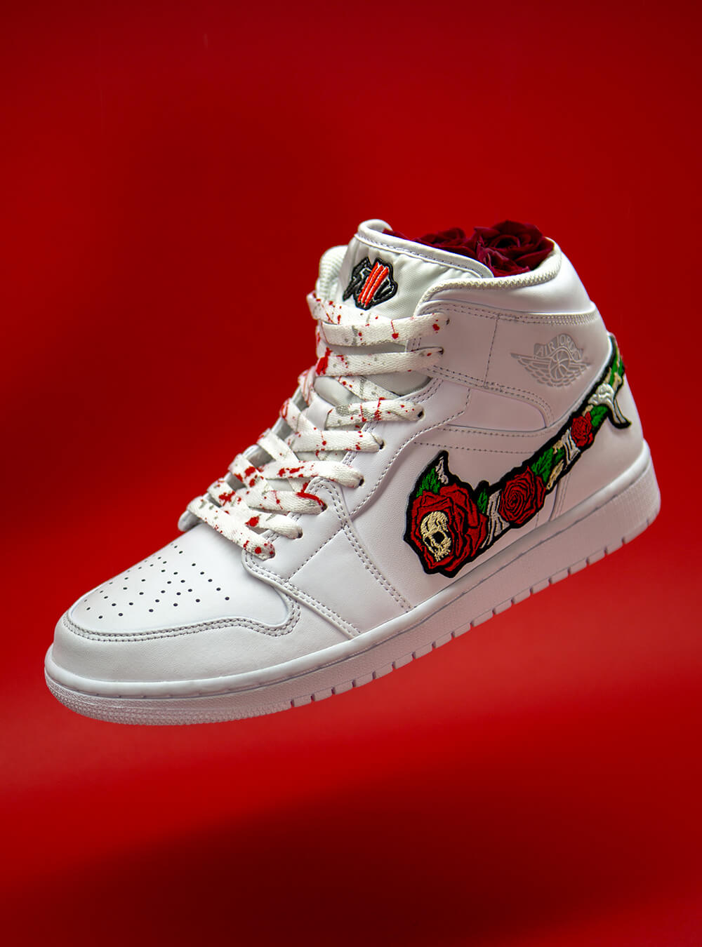 Skull n' Roses AIR 1 white Custom sneakers – stillalive